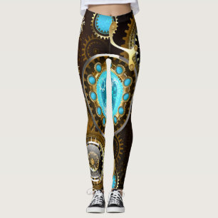 Steampunk Rusty Hintergrund mit türkisfarbenen Lin Leggings
