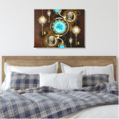Steampunk Rusty Hintergrund mit türkisfarbenen Lin Leinwanddruck (Insitu (Schlafzimmer))