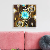 Steampunk Rusty Hintergrund mit türkisfarbenen Lin Leinwanddruck (Insitu (Wohnzimmer))