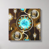 Steampunk Rusty Hintergrund mit türkisfarbenen Lin Leinwanddruck (Vorderseite)