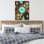 Steampunk Rusty Hintergrund mit türkisfarbenen Lin Leinwanddruck (Insitu (Schlafzimmer))