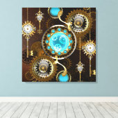 Steampunk Rusty Hintergrund mit türkisfarbenen Lin Leinwanddruck (Insitu (Holzboden))