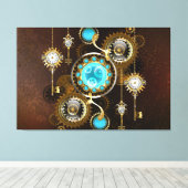 Steampunk Rusty Hintergrund mit türkisfarbenen Lin Leinwanddruck (Insitu (Holzboden))