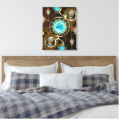 Steampunk Rusty Hintergrund mit türkisfarbenen Lin Leinwanddruck (Insitu (Schlafzimmer))