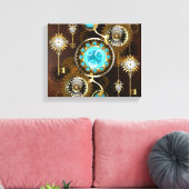 Steampunk Rusty Hintergrund mit türkisfarbenen Lin Leinwanddruck (Insitu (Wohnzimmer))