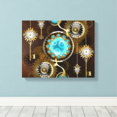 Steampunk Rusty Hintergrund mit türkisfarbenen Lin Leinwanddruck (Insitu (Holzboden))