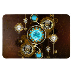 Steampunk Rusty Hintergrund mit türkisfarbenen Lin Magnet