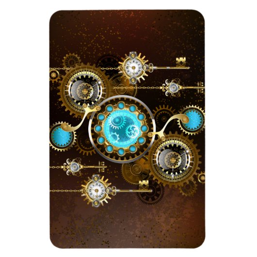 Steampunk Rusty Hintergrund mit türkisfarbenen Lin Magnet (Vertikal)