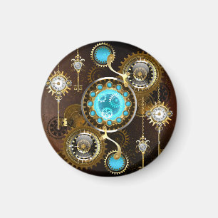 Steampunk Rusty Hintergrund mit türkisfarbenen Lin Magnet