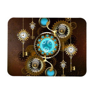 Steampunk Rusty Hintergrund mit türkisfarbenen Lin Magnet