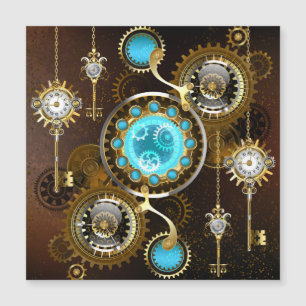 Steampunk Rusty Hintergrund mit türkisfarbenen Lin Magnetkarte