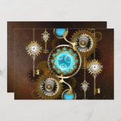 Steampunk Rusty Hintergrund mit türkisfarbenen Lin Menükarte (Vorne/Hinten)