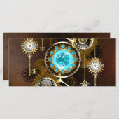 Steampunk Rusty Hintergrund mit türkisfarbenen Lin Menükarte (Vorne/Hinten)