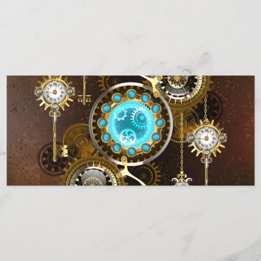 Steampunk Rusty Hintergrund mit türkisfarbenen Lin Menükarte (Vorderseite)