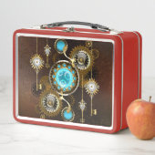 Steampunk Rusty Hintergrund mit türkisfarbenen Lin Metall Brotdose (Beispiel)