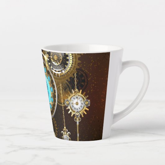 Steampunk Rusty Hintergrund mit türkisfarbenen Lin Milchtasse (Rechts)