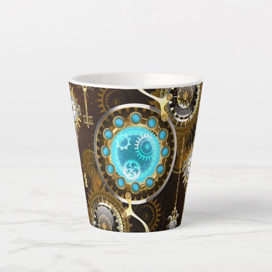 Steampunk Rusty Hintergrund mit türkisfarbenen Lin Milchtasse (Vorderseite)