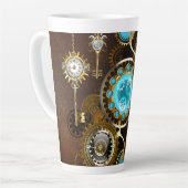 Steampunk Rusty Hintergrund mit türkisfarbenen Lin Milchtasse (Linke Ecke)