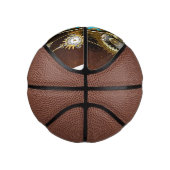 Steampunk Rusty Hintergrund mit türkisfarbenen Lin Mini Basketball (Rechts)