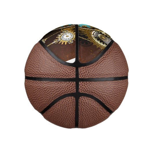 Steampunk Rusty Hintergrund mit türkisfarbenen Lin Mini Basketball (Rechts)