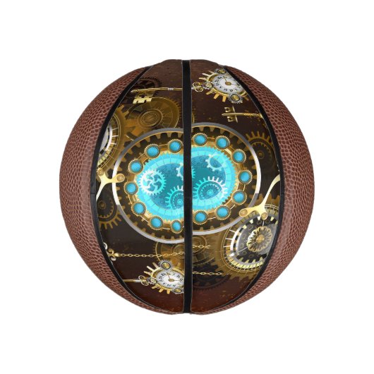 Steampunk Rusty Hintergrund mit türkisfarbenen Lin Mini Basketball (Vertikal)