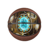 Steampunk Rusty Hintergrund mit türkisfarbenen Lin Mini Basketball (Vorderseite)