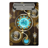 Steampunk Rusty Hintergrund mit türkisfarbenen Lin Mini Klemmbrett (Vorderseite)