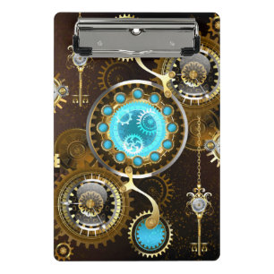 Steampunk Rusty Hintergrund mit türkisfarbenen Lin Mini Klemmbrett