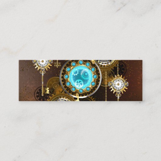 Steampunk Rusty Hintergrund mit türkisfarbenen Lin Mini Visitenkarte (Vorderseite)