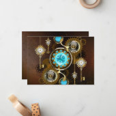 Steampunk Rusty Hintergrund mit türkisfarbenen Lin Mitteilungskarte (Vorderseite/Rückseite Beispiel)