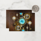 Steampunk Rusty Hintergrund mit türkisfarbenen Lin Mitteilungskarte (Vorderseite/Rückseite Beispiel)