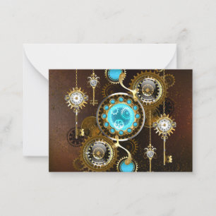 Steampunk Rusty Hintergrund mit türkisfarbenen Lin Mitteilungskarte