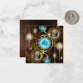 Steampunk Rusty Hintergrund mit türkisfarbenen Lin Mitteilungskarte (Vorderseite/Rückseite Beispiel)