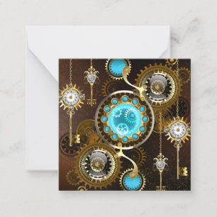 Steampunk Rusty Hintergrund mit türkisfarbenen Lin Mitteilungskarte