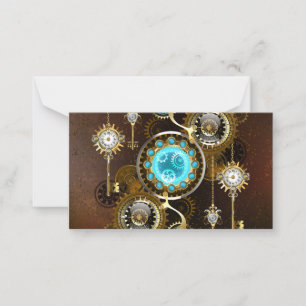 Steampunk Rusty Hintergrund mit türkisfarbenen Lin Mitteilungskarte