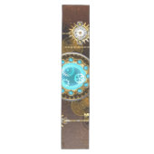 Steampunk Rusty Hintergrund mit türkisfarbenen Lin Mittelgroßer Tischläufer (Vorderseite)