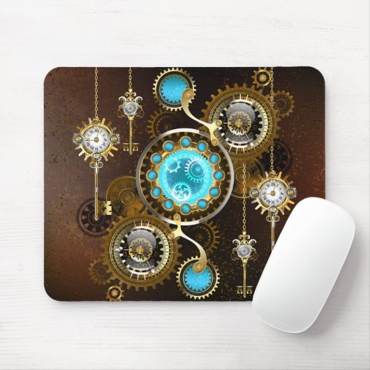 Steampunk Rusty Hintergrund mit türkisfarbenen Lin Mousepad (Mit Mouse)