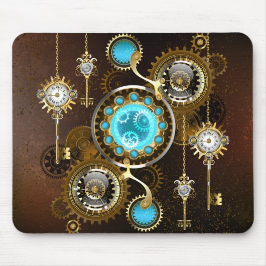 Steampunk Rusty Hintergrund mit türkisfarbenen Lin Mousepad (Vorne)