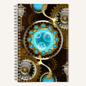Steampunk Rusty Hintergrund mit türkisfarbenen Lin Notizblock (Vorderseite)