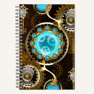 Steampunk Rusty Hintergrund mit türkisfarbenen Lin Notizblock