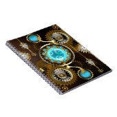 Steampunk Rusty Hintergrund mit türkisfarbenen Lin Notizblock (Rechte Seite)