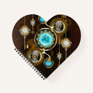 Steampunk Rusty Hintergrund mit türkisfarbenen Lin Notizblock