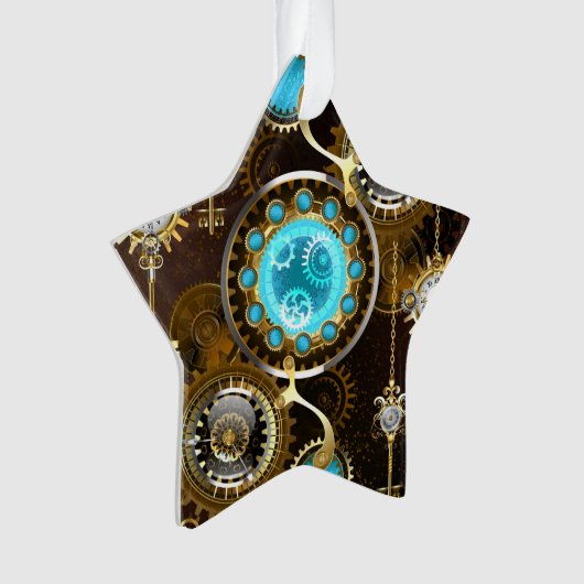 Steampunk Rusty Hintergrund mit türkisfarbenen Lin Ornament (Vorderseite)