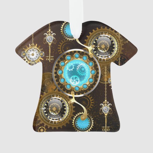 Steampunk Rusty Hintergrund mit türkisfarbenen Lin Ornament (Rückseite)