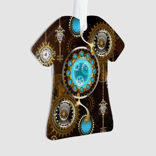 Steampunk Rusty Hintergrund mit türkisfarbenen Lin Ornament (Vorderseite)