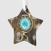 Steampunk Rusty Hintergrund mit türkisfarbenen Lin Ornament (Vorderseite)