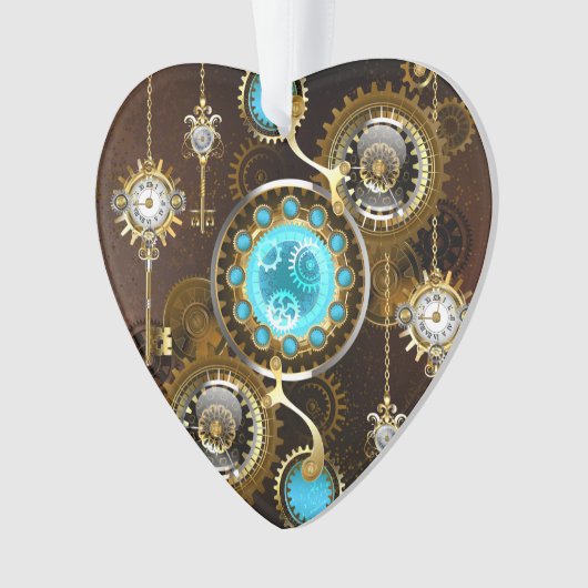 Steampunk Rusty Hintergrund mit türkisfarbenen Lin Ornament (Vorderseite)