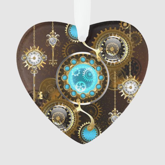 Steampunk Rusty Hintergrund mit türkisfarbenen Lin Ornament (Vorderseite)