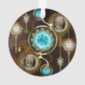Steampunk Rusty Hintergrund mit türkisfarbenen Lin Ornament (Rückseite)