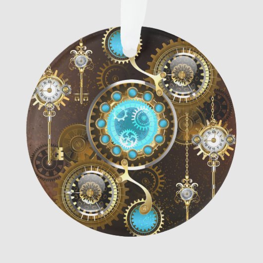 Steampunk Rusty Hintergrund mit türkisfarbenen Lin Ornament (Vorderseite)